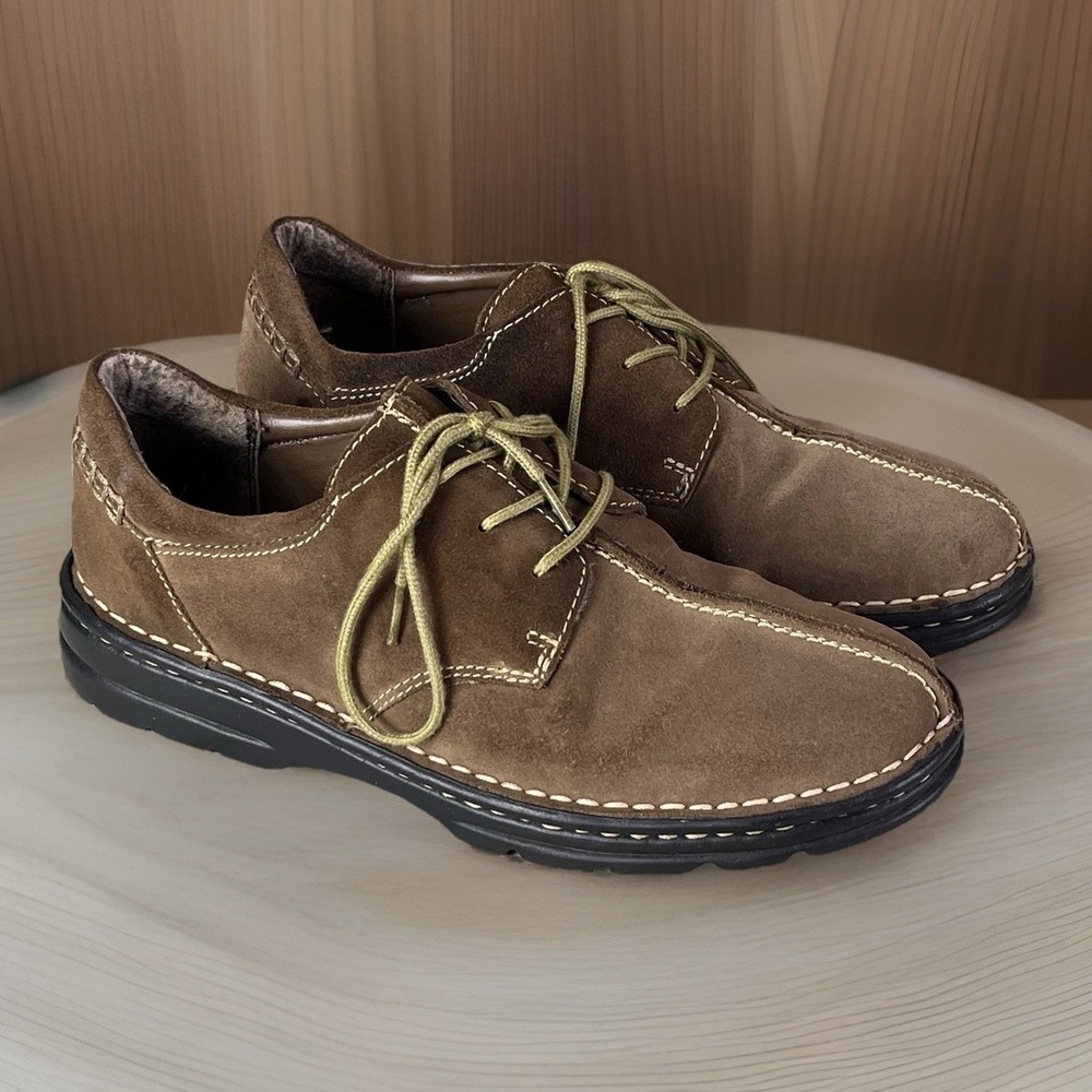 Earth Shoes Size 7.5 Women's Chestnut Brown Suede Leather Lace Up Stitched